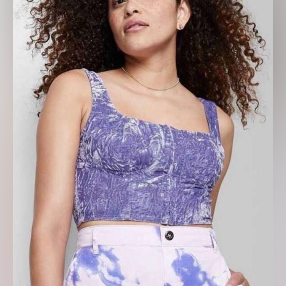 Crushed velvet corset top